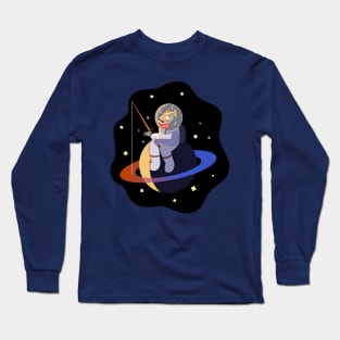 The fish fishing in space - Multitasking fish Long Sleeve T-Shirt